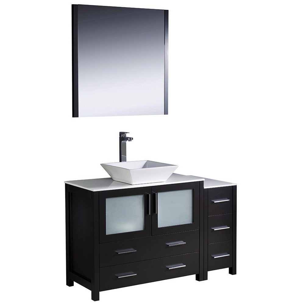 Fresca FVN62-3612ES-VSL Fresca Torino 48" Espresso Modern Bathroom Vanity w/ Side Cabinet & Vessel Sink