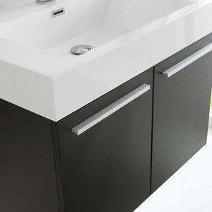 Fresca FVN8089BW Fresca Vista 30" Black Wall Hung Modern Bathroom Vanity w/ Medicine Cabinet