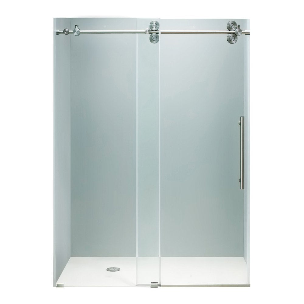VIGO Adjustable 52 - 56 in. W x 74 in. H Frameless Sliding Rectangle Shower Door with Clear Tempered Glass and Stainless Steel Hardware in Chrome Finish with Reversible Handle - VG6041CHCL5674