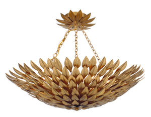 Broche 6 Light Antique Gold Leaf Chandelier 517-GA