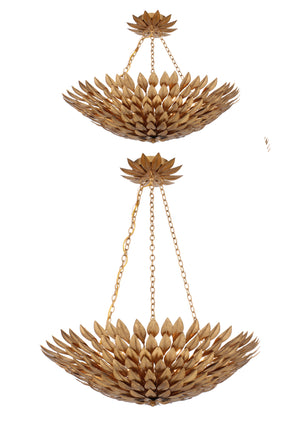 Broche 6 Light Antique Gold Leaf Chandelier 517-GA