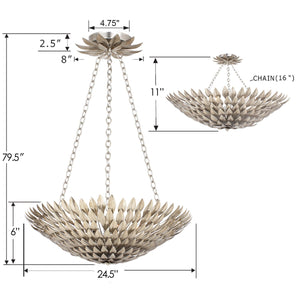 Broche 6 Light Antique Gold Leaf Chandelier 517-GA