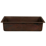 Premier Copper Products BREC28DB 28-Inch Rectangle Hammered Copper Bar/Prep Sink with 3.5-Inch Drain Opening