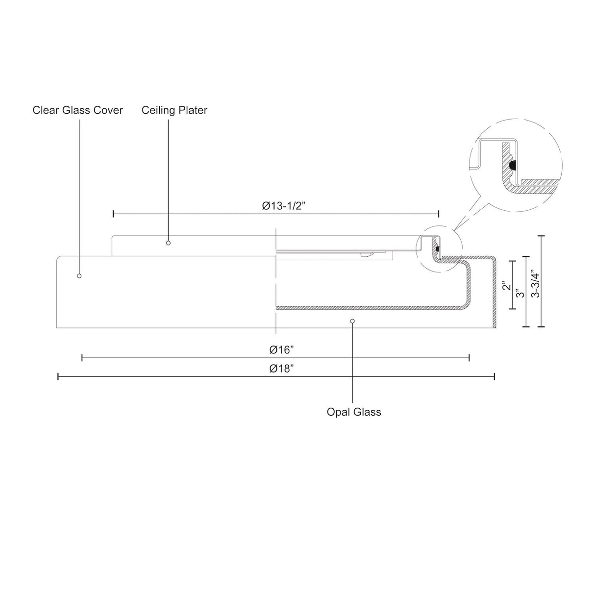 Kuzco FM48618 ASTON 18" FM Clear 120V ELV LED 3000K 90CRI 32W