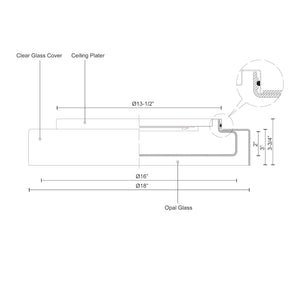 Kuzco FM48618 ASTON 18" FM Clear 120V ELV LED 3000K 90CRI 32W