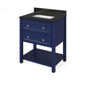 Jeffrey Alexander VKITADL30BLBGR 30" Hale Blue Adler Vanity, Black Granite Vanity Top, undermount rectangle bowl