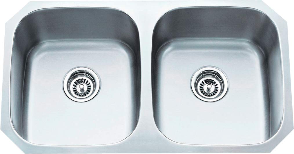 Hardware Resources 802-18 32-1/4" L x 18-1/2" W x 9" D Undermount 18 Gauge Stainless Steel 50/50 Double Bowl Sink