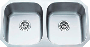 Hardware Resources 802-18 32-1/4" L x 18-1/2" W x 9" D Undermount 18 Gauge Stainless Steel 50/50 Double Bowl Sink