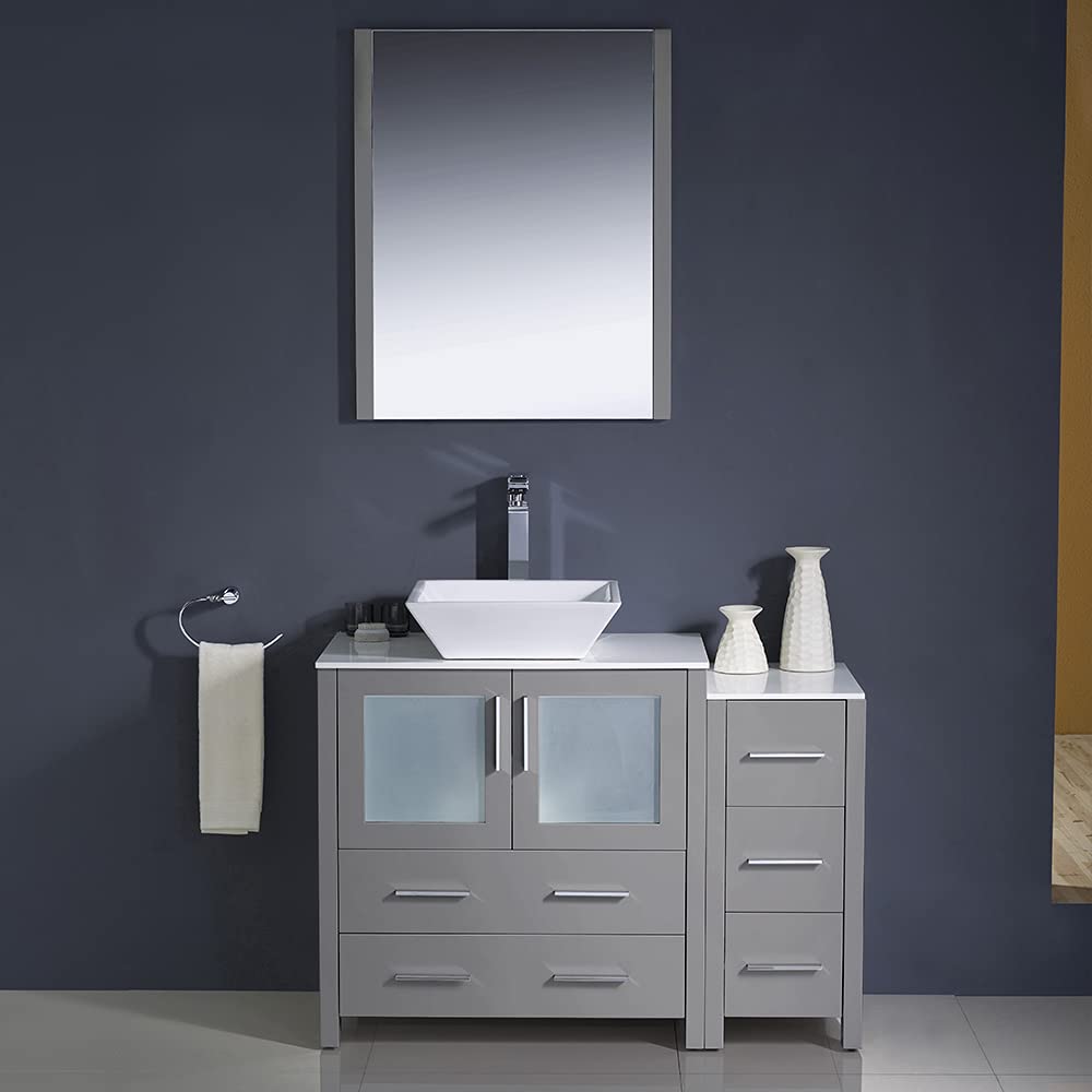 Fresca FVN62-3012ES-VSL Fresca Torino 42" Espresso Modern Bathroom Vanity w/ Side Cabinet & Vessel Sink