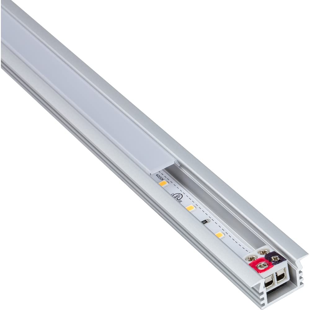 Task Lighting LR1PX24V12-02W4 8-5/8" 69 Lumens 24-volt Accent Output Linear Fixture, Fits 12" Wall Cabinet, 2 Watts, Recessed 002XL Profile, Single-white, Cool White 4000K