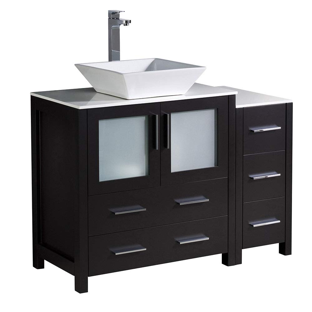 Fresca FCB62-3012ES-CWH-V Fresca Torino 42" Espresso Modern Bathroom Cabinets w/ Top & Vessel Sink