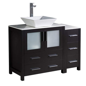 Fresca FCB62-3012ES-CWH-V Fresca Torino 42" Espresso Modern Bathroom Cabinets w/ Top & Vessel Sink