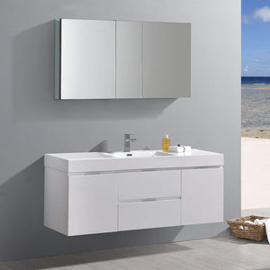 Fresca FVN8360GO Fresca Valencia 60" Gray Oak Wall Hung Modern Bathroom Vanity w/ Medicine Cabinet
