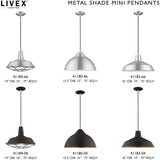 Livex Lighting 41180-04 Metal Shade - 15.5" One Light Mini Pendant, Black Finish with Black Metal/Gold Shade