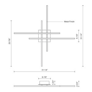 Kuzco FM18232-BN VEGA MINOR 32" FM Brushed Nickel 120V TRIAC/ELV LED 3000K 90CRI 46W