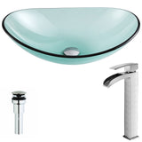 ANZZI LSAZ076-097B Major Series Deco-Glass Vessel Sink in Lustrous Green with Key Faucet in Brushed Nickel