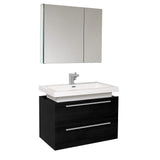 Fresca FVN8080BW Fresca Medio 32" Black Modern Bathroom Vanity w/ Medicine Cabinet