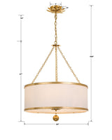 Broche 6 Light Antique Gold Chandelier 518-GA