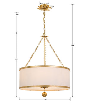 Broche 6 Light Antique Gold Chandelier 518-GA