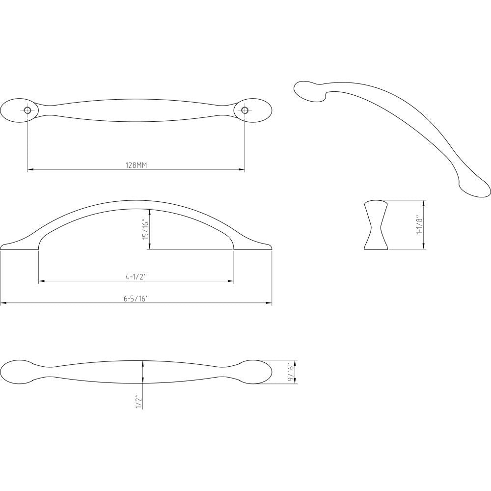 Elements 80815-SBZ 128 mm Center-to-Center Satin Bronze Arched Somerset Cabinet Pull