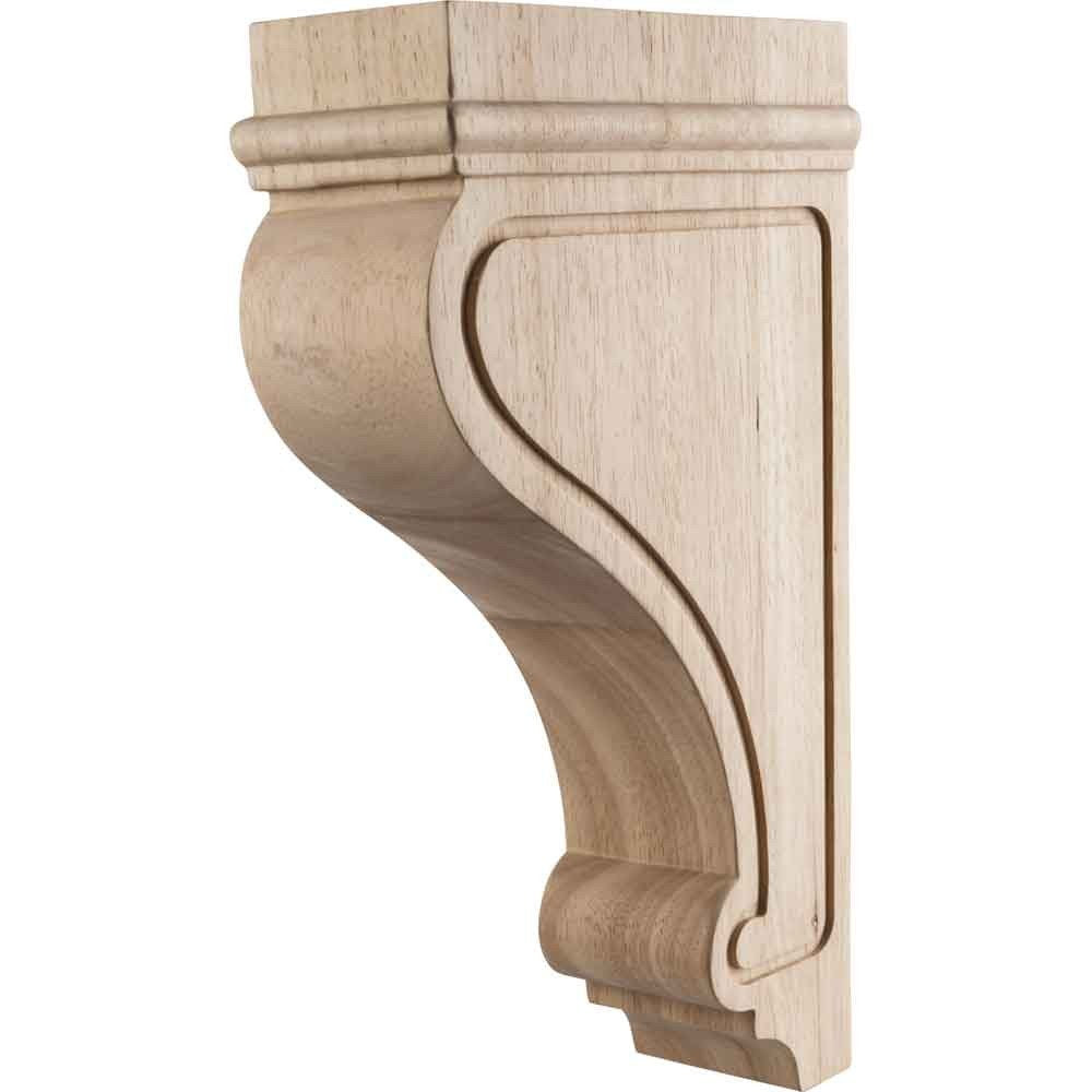 Hardware Resources COR26-2RW 3" W x 7-3/4" D x 14" H Rubberwood Arts & Crafts Corbel