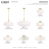 Livex Lighting 51042-12 Meridian Collection 2-Light Semi Flush Mount Ceiling Light with Off-White Hardback Fabric Shade, Satin Brass, 11 x 11 x 8.25