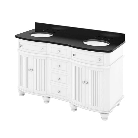 Jeffrey Alexander VKITCOM60WHBGO 60" White Compton Vanity, double bowl, Compton-only Black Granite Vanity Top, two undermount oval bowls