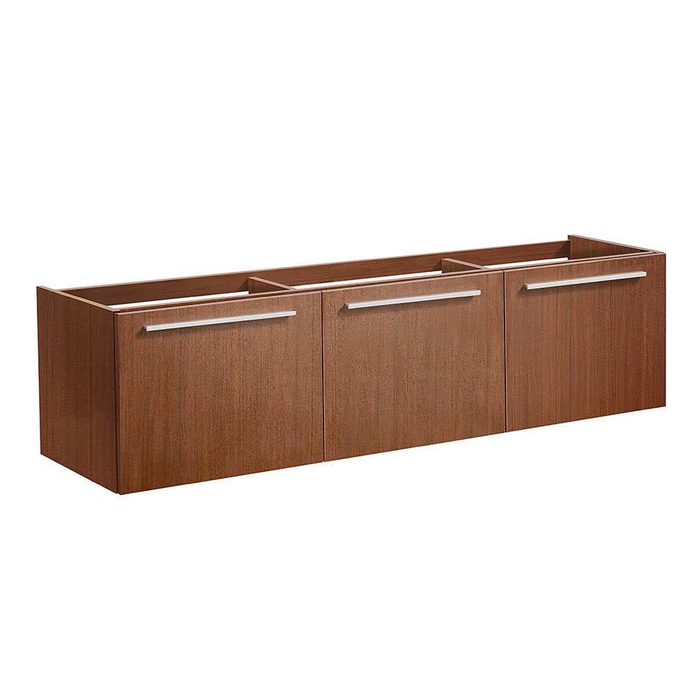 Fresca FCB8093TK Fresca Vista 60" Teak Wall Hung Single Sink Modern Bathroom Cabinet