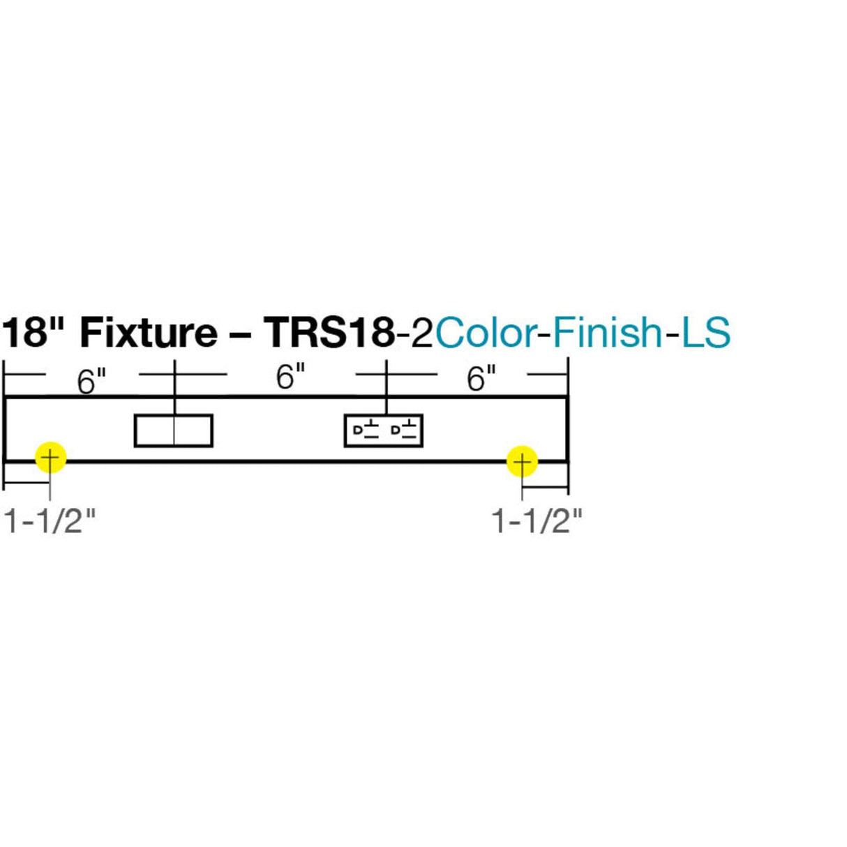 Task Lighting TRS18-2B-BK-LS 18" TR Switch Series Angle Power Strip, Left Switches, Black Finish, Black Switches and Receptacles