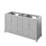 Jeffrey Alexander VKITADD60GRCQR 60" Grey Addington Vanity, double bowl, Calacatta Vienna Quartz Vanity Top, two undermount rectangle bowls