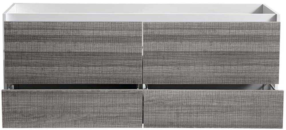 Fresca FCB9260HA-D Fresca Catania 60" Glossy Ash Gray Wall Hung Double Sink Modern Bathroom Cabinet