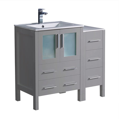 Fresca FCB62-2412GR-I Fresca Torino 36" Gray Modern Bathroom Cabinets w/ Integrated Sink