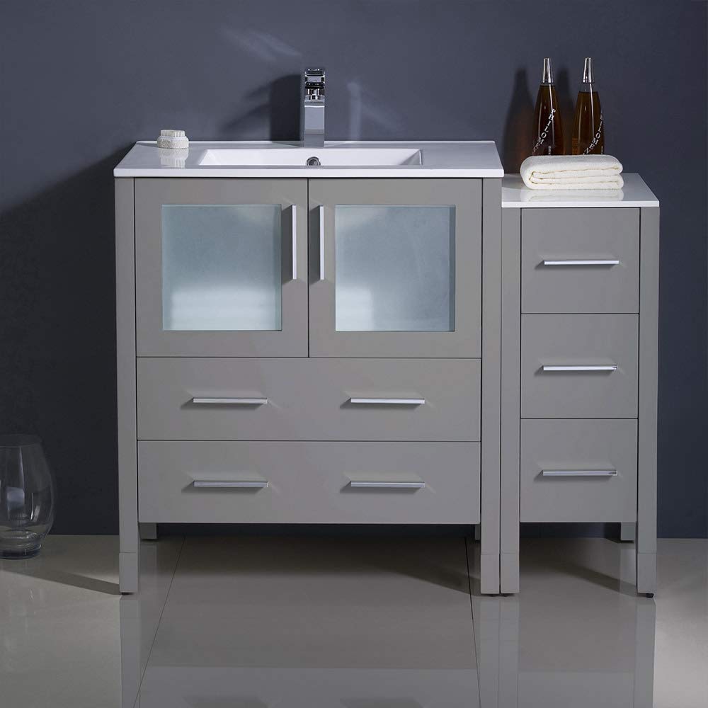 Fresca FCB62-3012WH-I Fresca Torino 42" White Modern Bathroom Cabinets w/ Tops & Integrated Sink