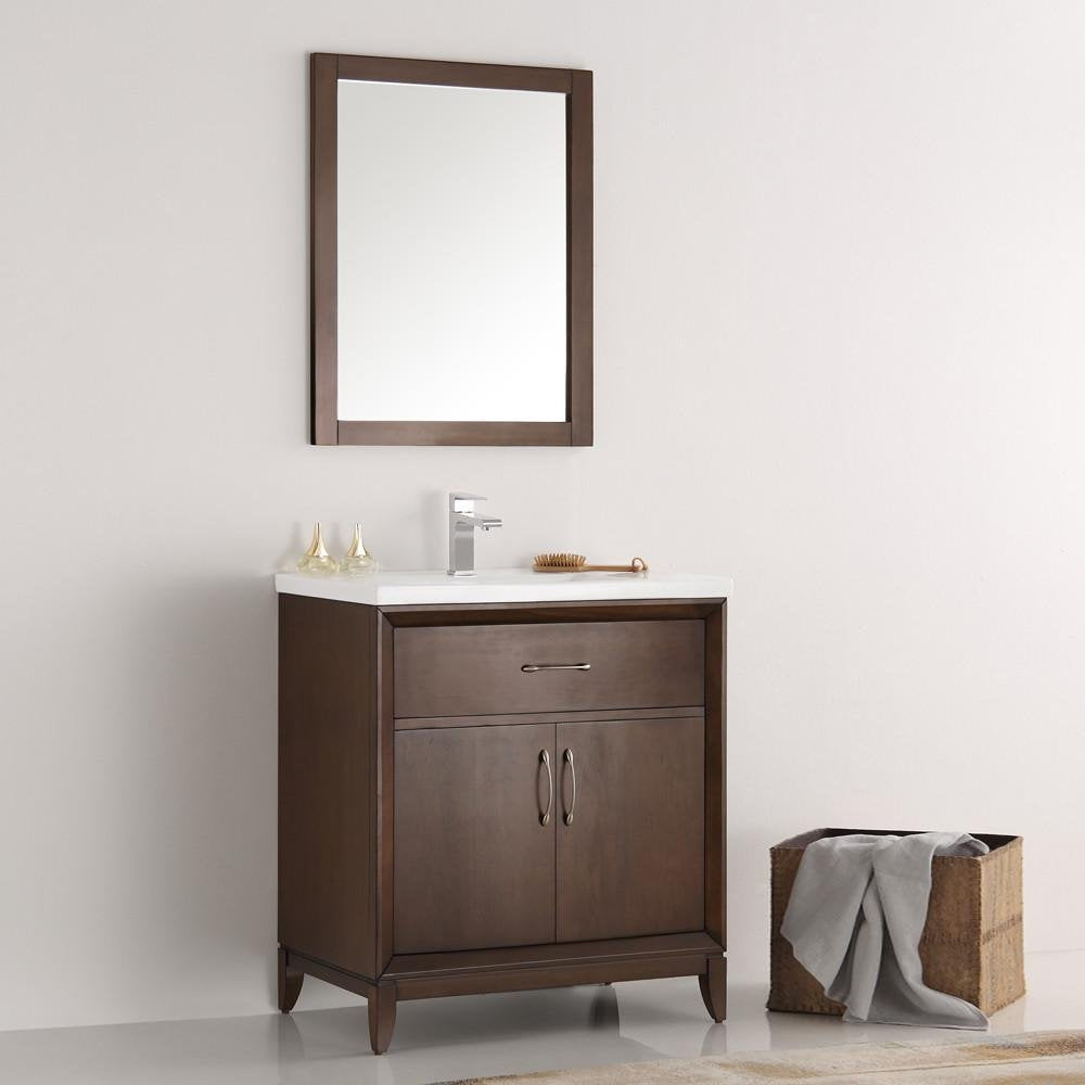 Fresca FVN2130AC Fresca Cambridge 30" Antique Coffee Traditional Bathroom Vanity w/ Mirror
