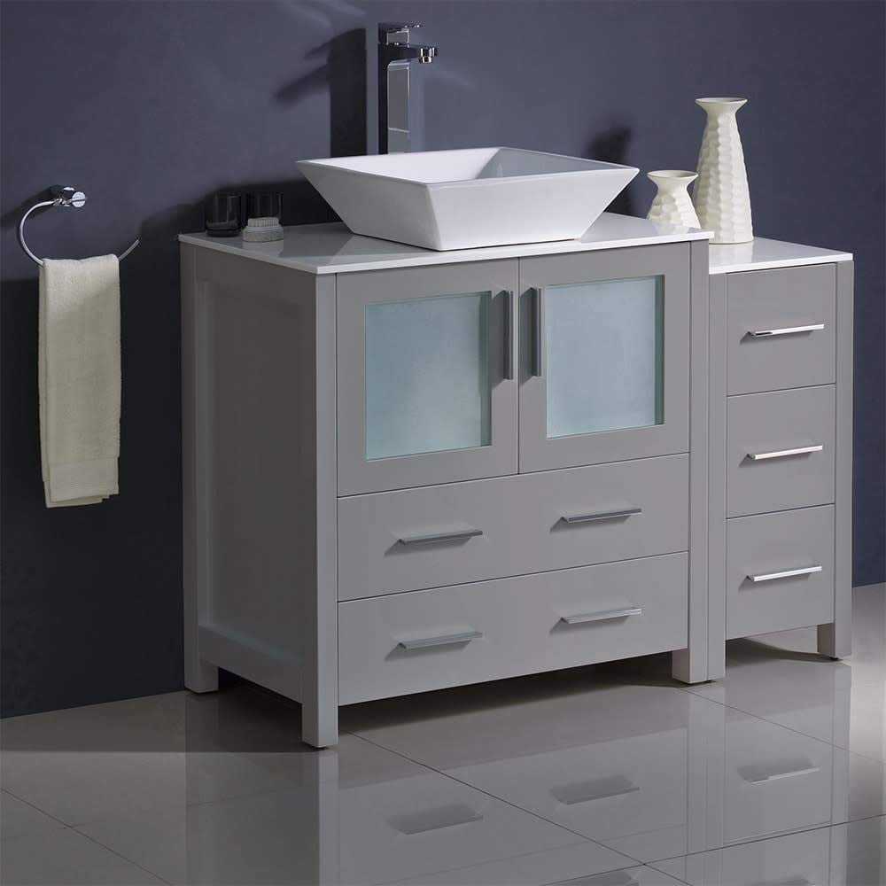 Fresca FCB62-3012ES-CWH-V Fresca Torino 42" Espresso Modern Bathroom Cabinets w/ Top & Vessel Sink