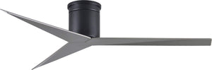 Matthews Fan EKH-BK-BN Eliza-H 3-blade ceiling mount paddle fan in Matte Black finish with brushed nickel ABS blades.