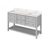 Jeffrey Alexander VKITADL60GRSGR 60" Grey Adler Vanity, double bowl, Steel Grey Cultured Marble Vanity Top, two undermount rectangle bowls