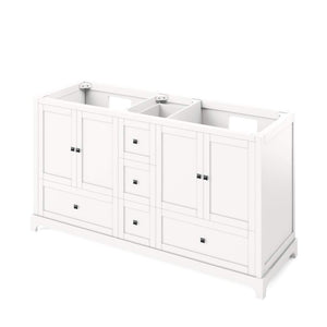 Jeffrey Alexander VKITADD60WHCQR 60" White Addington Vanity, double bowl, Calacatta Vienna Quartz Vanity Top, two undermount rectangle bowls