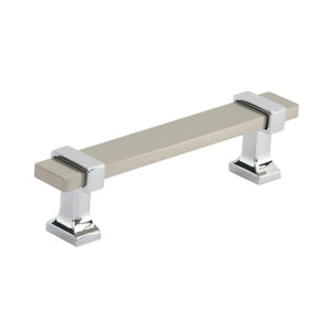Amerock Cabinet Pull Satin Nickel/Polished Chrome 3-3/4 inch (96 mm) Center to Center Overton 1 Pack Drawer Pull Drawer Handle Cabinet Hardware