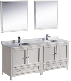 Fresca FVN20-3636AW Fresca Oxford 72" Antique White Traditional Double Sink Bathroom Vanity