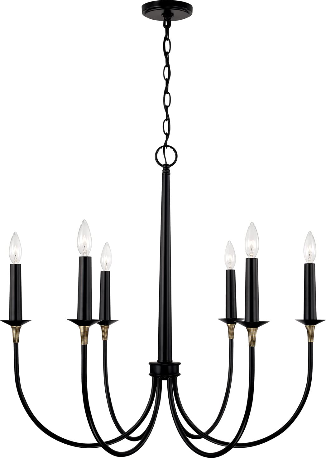 Capital Lighting 445661KB Amara 6 Light Chandelier Matte Black with Brass