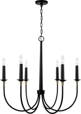 Capital Lighting 445661KB Amara 6 Light Chandelier Matte Black with Brass