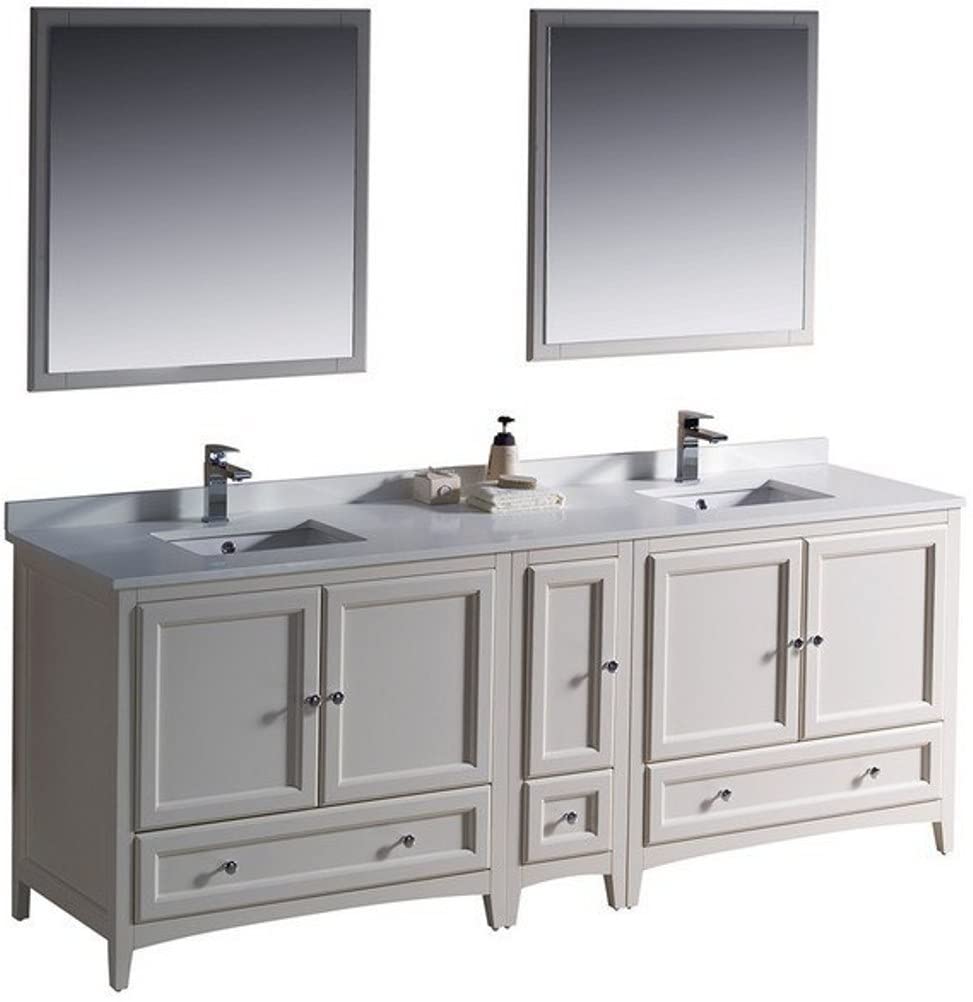 Fresca FVN20-361236AW Fresca Oxford 84" Antique White Traditional Double Sink Bathroom Vanity