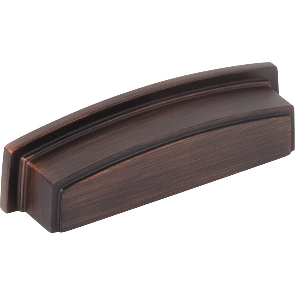 Jeffrey Alexander 141-96DBAC 96 mm Center Brushed Oil Rubbed Bronze Square-to-Center Square Renzo Cabinet Cup Pull