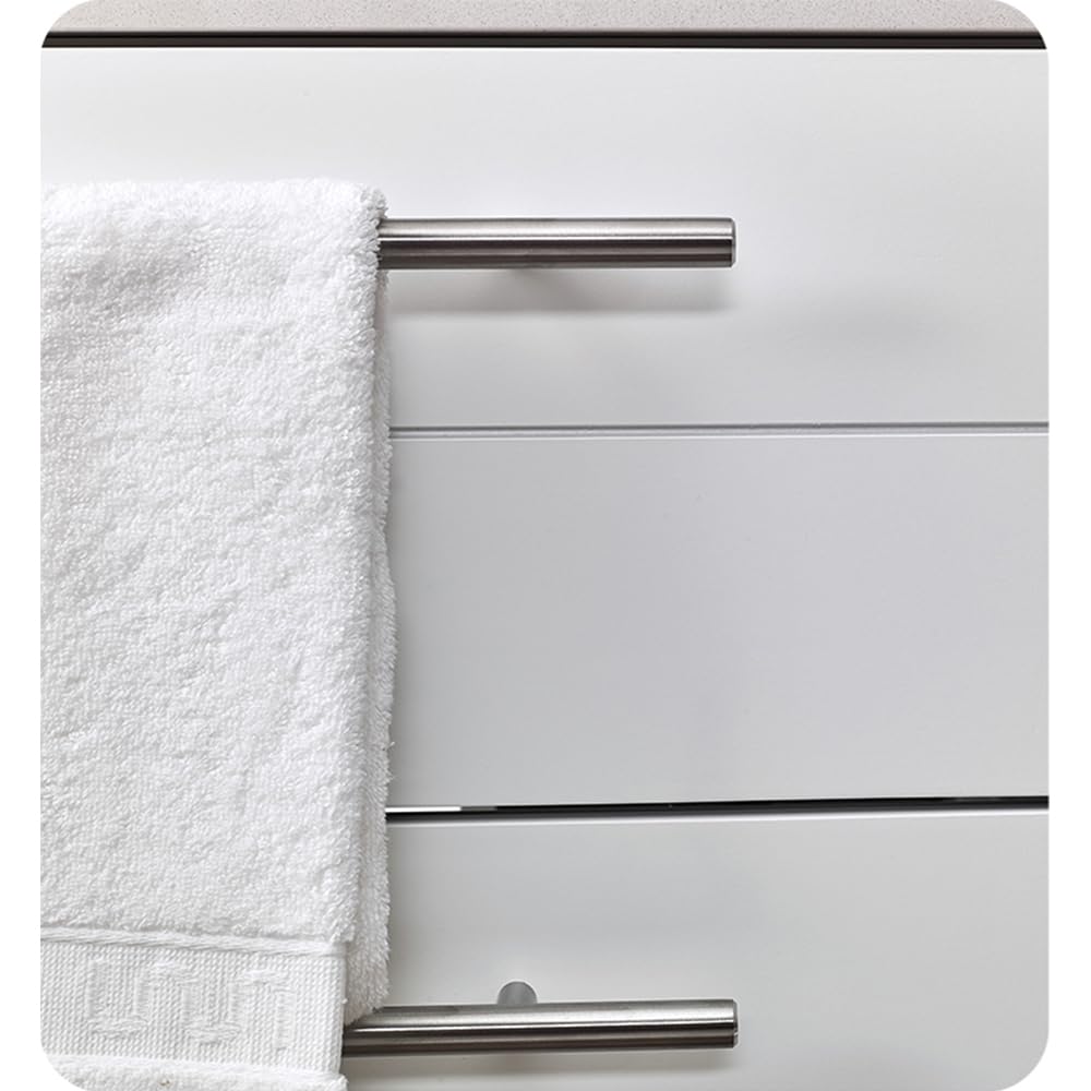 Fresca FVN6130WH-VSL Fresca Lucera 30" White Wall Hung Vessel Sink Modern Bathroom Vanity w/ Medicine Cabinet