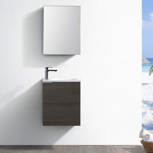 Fresca FVN8003GO Fresca Valencia 20" Gray Oak Wall Hung Modern Bathroom Vanity w/ Medicine Cabinet