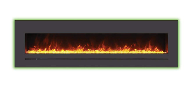 Amantii WM-FML-72-7823-STL Wall Mount / Flush Mount - 72" Electric Fireplace with a Steel Surround and Glass Media