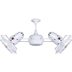 Matthews Fan DD-WH-MTL Duplo Dinamico 360” rotational dual head ceiling fan in Gloss White finish with metal blades.