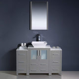 Fresca FVN62-122412GR-VSL Fresca Torino 48" Gray Modern Bathroom Vanity w/ 2 Side Cabinets & Vessel Sink