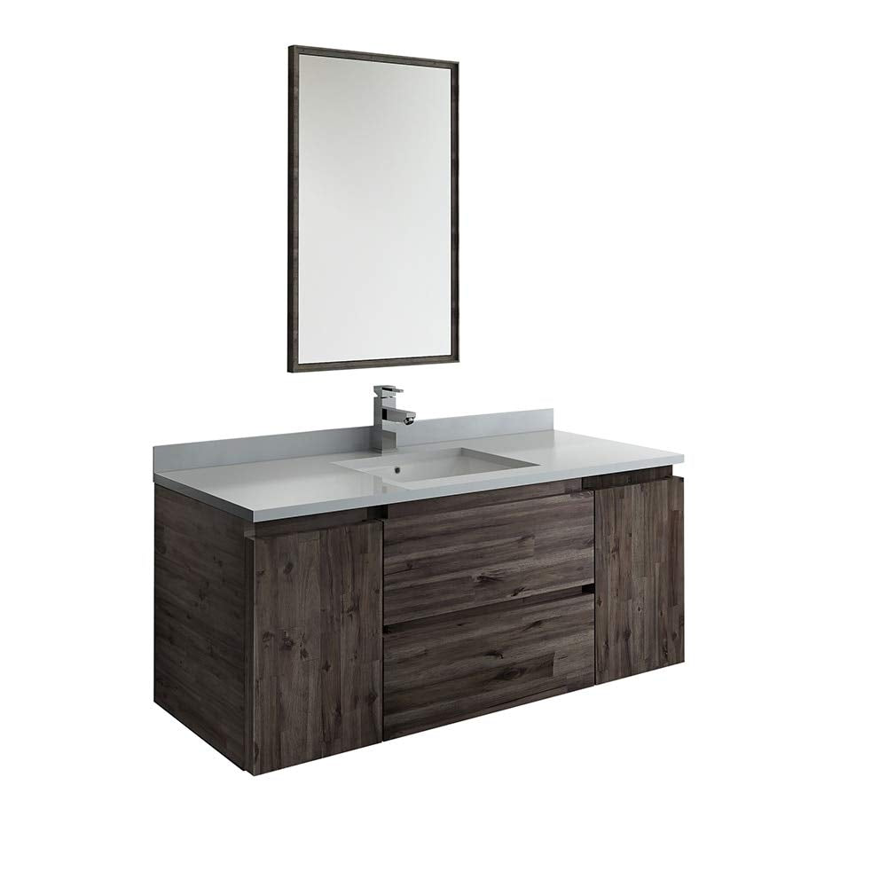 Fresca FVN31-2424ACA-FS Fresca Formosa 48" Floor Standing Double Sink Modern Bathroom Vanity w/ Open Bottom & Mirrors